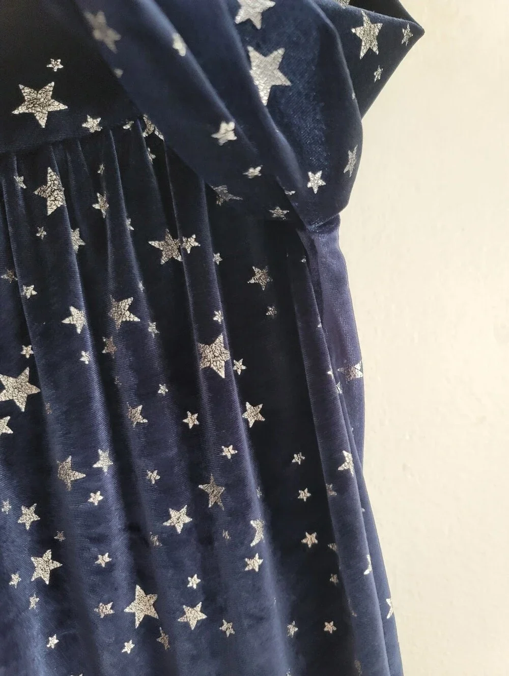 Tucker + Tate Girls 7 Velvet Dress Metallic Stars Celestial Tiered New Year Blue